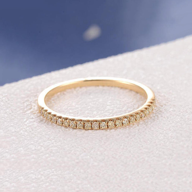 Women’s Simple Gold-Plated Zirconia Stackable Ring