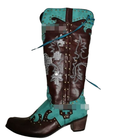 Chic Embroidered Lace-Up Mid-Calf Boots with Bold Thick Heels for Women