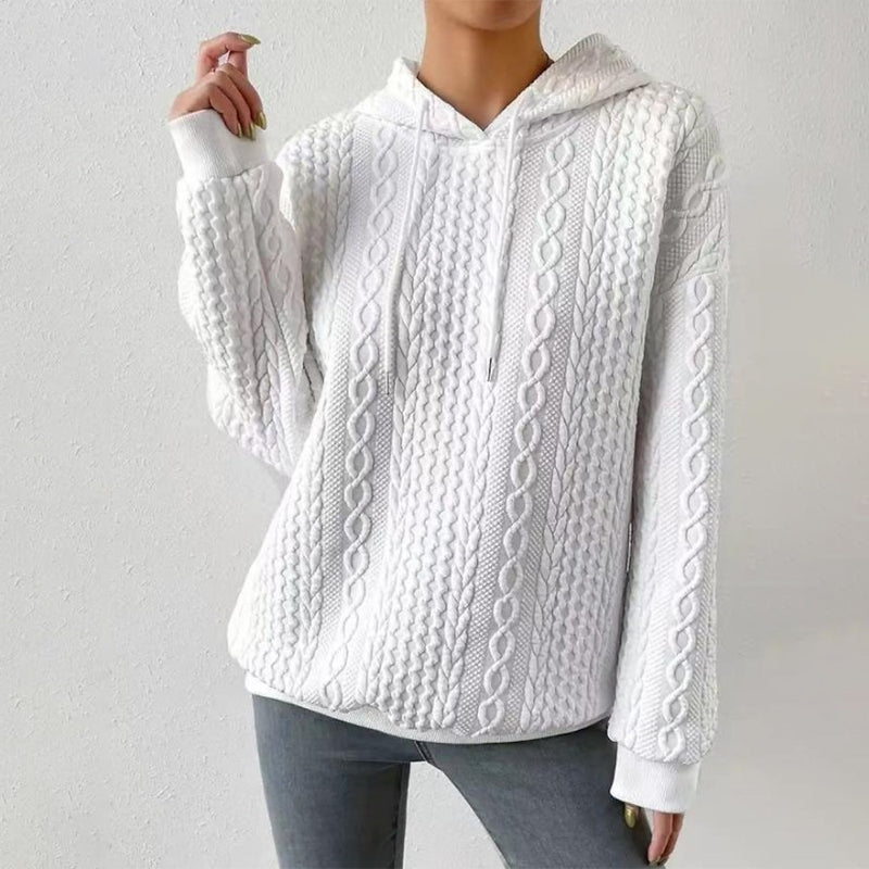 Casual Large Waffle Hooded Sweatshirt in Solid Color
