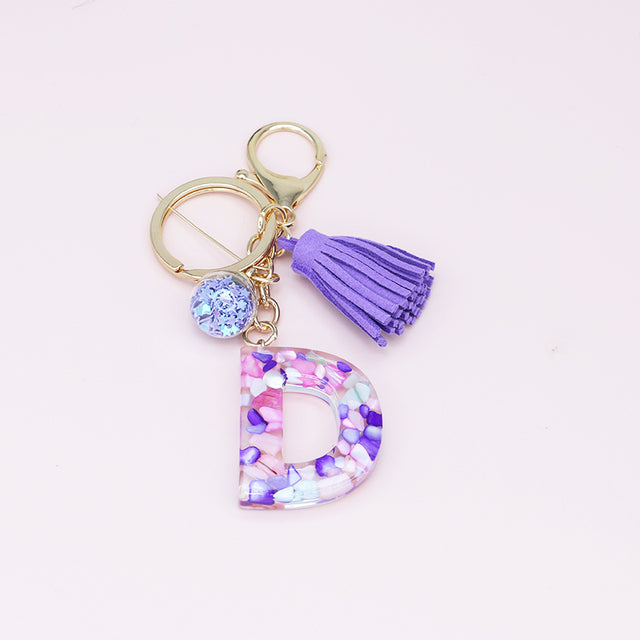 Fashion Tassel Keychains with A-Z Initials for Handbags