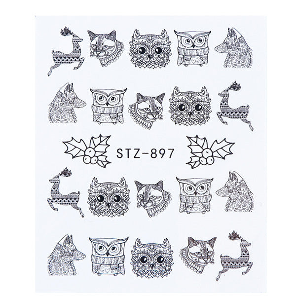 Nail Art Stickers - Black Line & Ink Petal Design