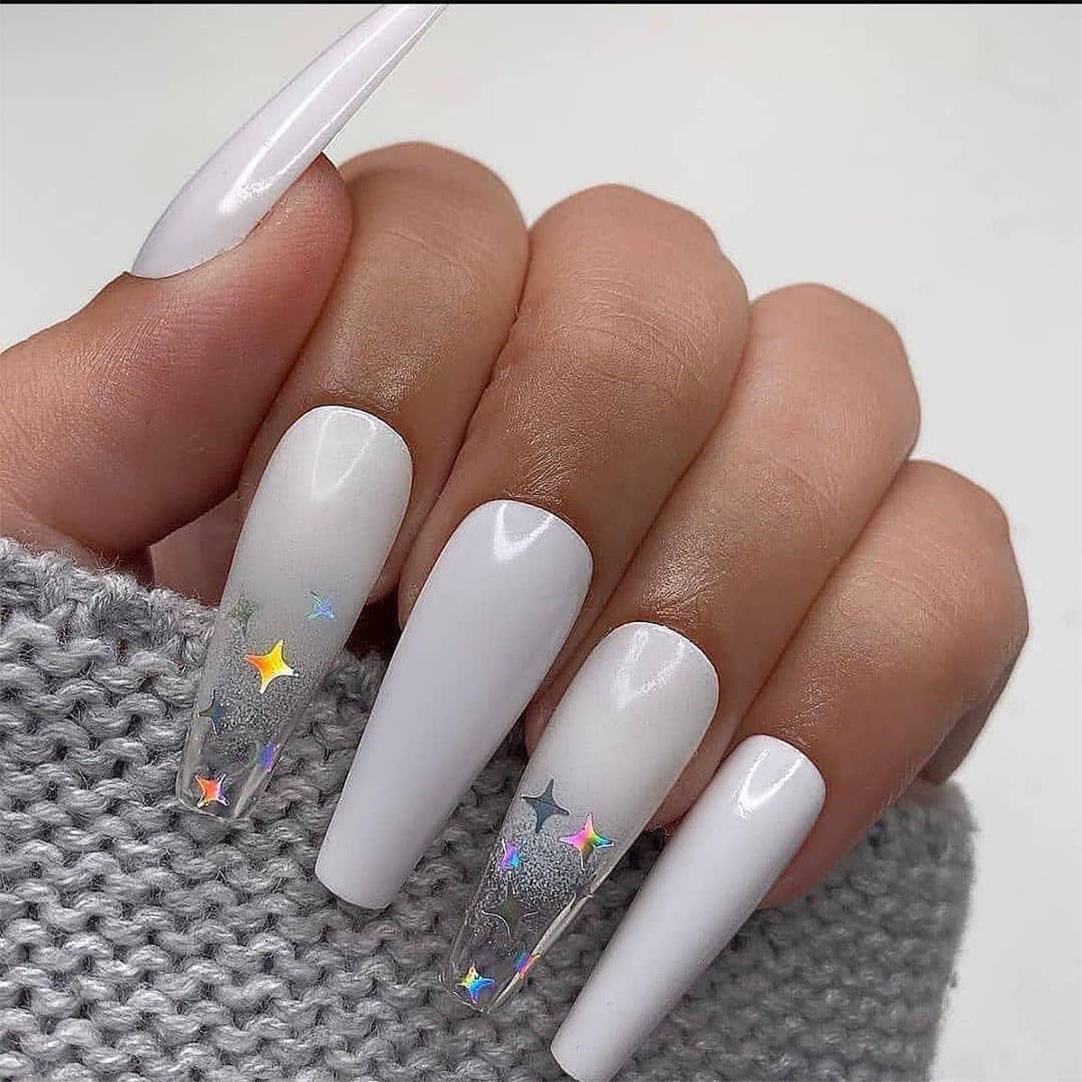 Gradient Laser Star Nail Patch for Women's Fashion