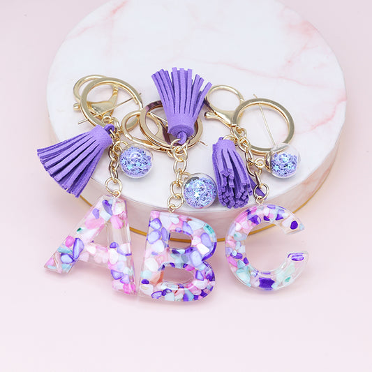 Fashion Tassel Keychains with A-Z Initials for Handbags