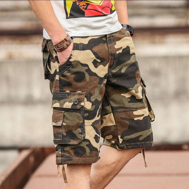 Men's Loose Fit Camouflage Cargo Shorts with Pockets
