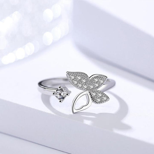 S925 Silver Butterfly Open Ring Jewelry
