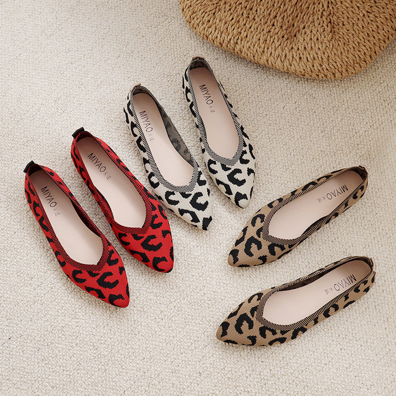 2022 Spring Women’s Woven Leopard Print Flat Shoes