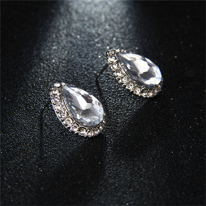 Crystal Water Drop Earrings - Fashion Korean Studs