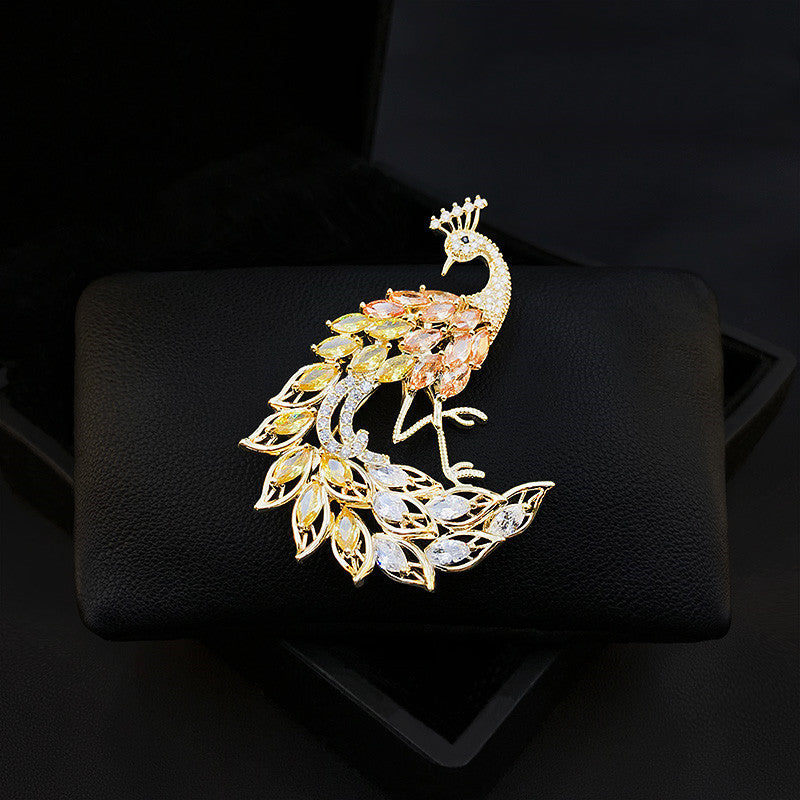 Elegant Peacock Brooch for Women’s Suit Accessories