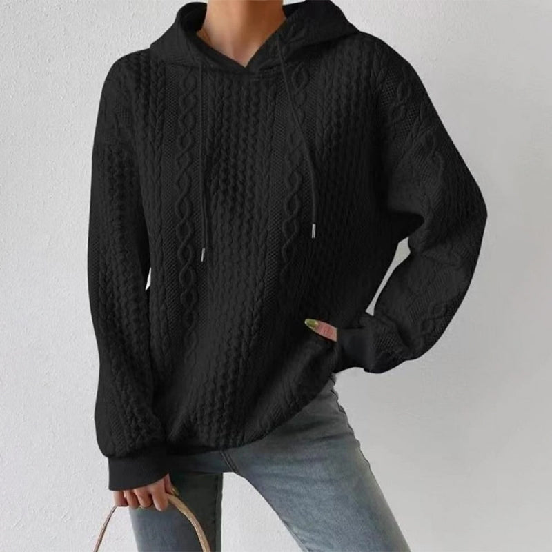 Casual Large Waffle Hooded Sweatshirt in Solid Color