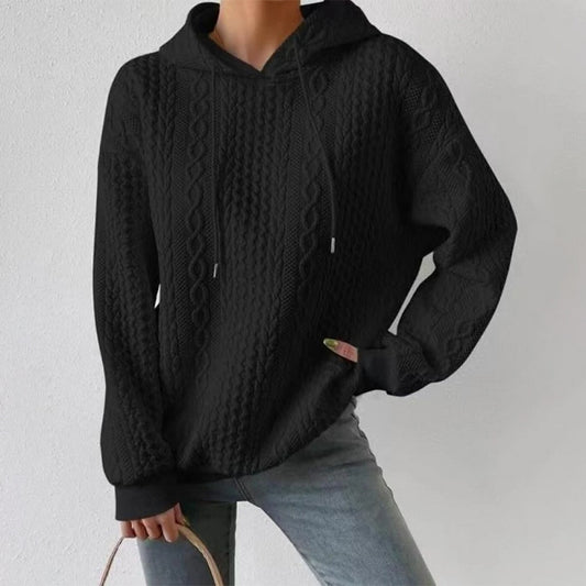 Casual Large Waffle Hooded Sweatshirt in Solid Color