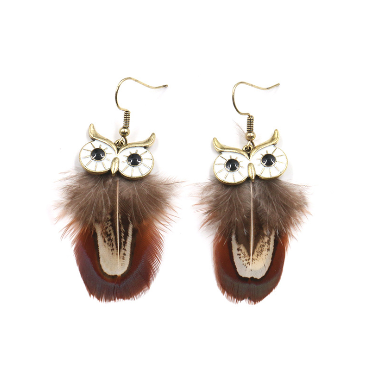 Owl Feather Earrings (Set of Owl Earrings)