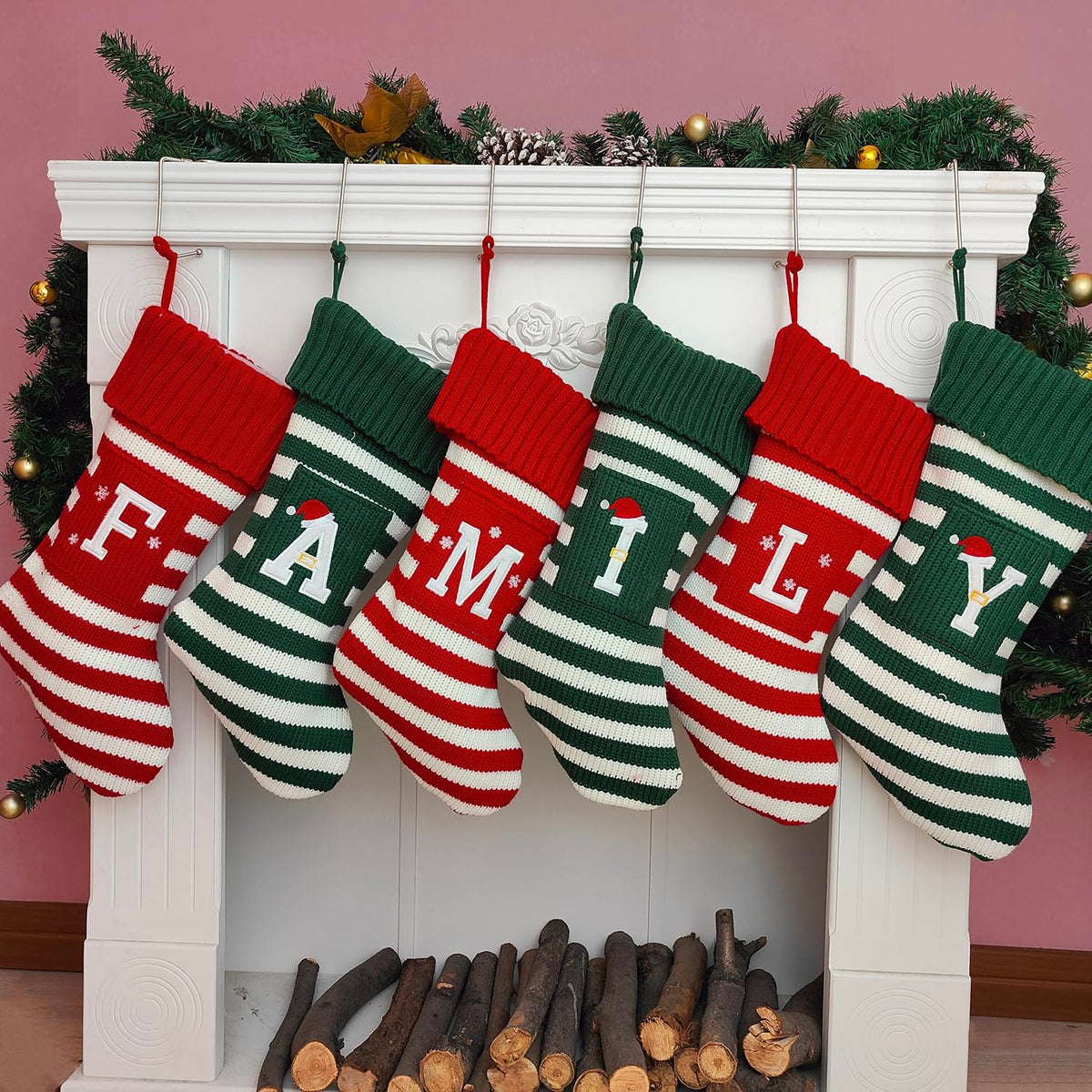 XENTUMI Christmas Stocking Knit Initial Christmas Stockings for Family Farmhouse Monogram Letter Christmas Stockings Christmas Decorations Gift Stocking Personalized Stocking Embroidered Letter R