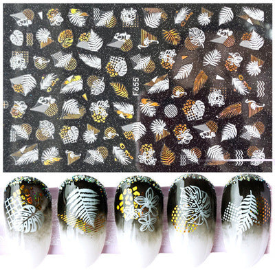 3D Maple Leaf Flamingo Beach Nail Art Stickers
