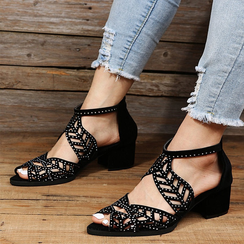 Fashionable Women’s Mesh High Heel Peep Toe Sandals