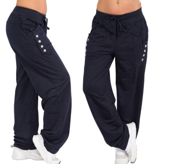 Women’s Solid Color High Waist Loose Joggers Pants