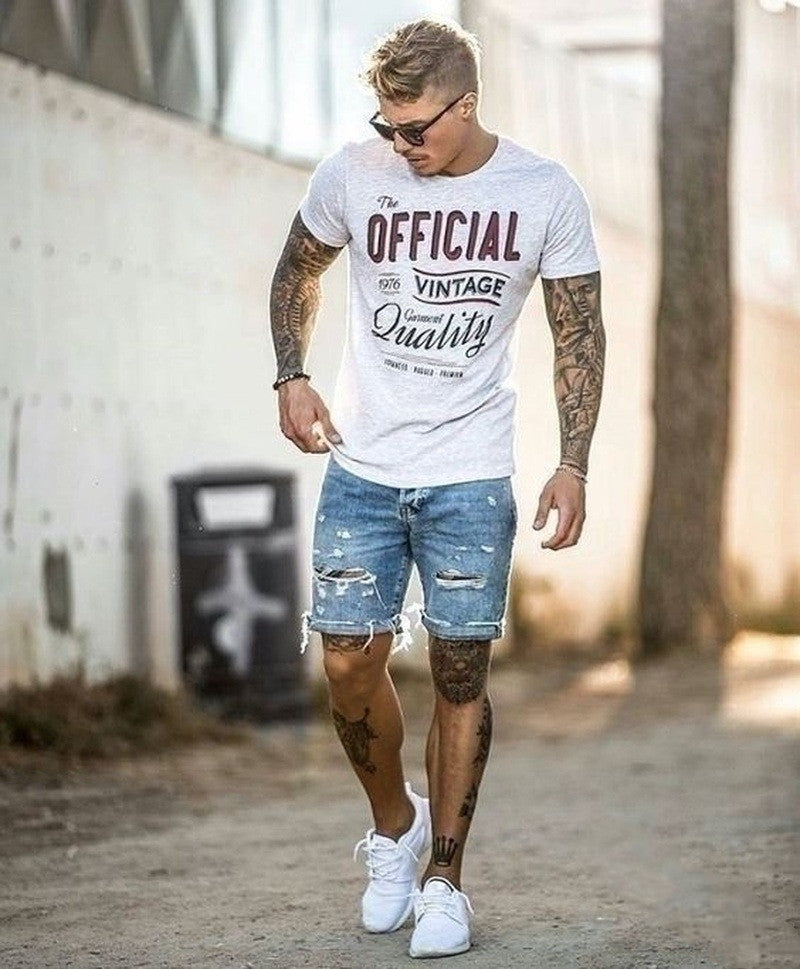 Men's Fashion Casual Loose Ripped Denim Shorts