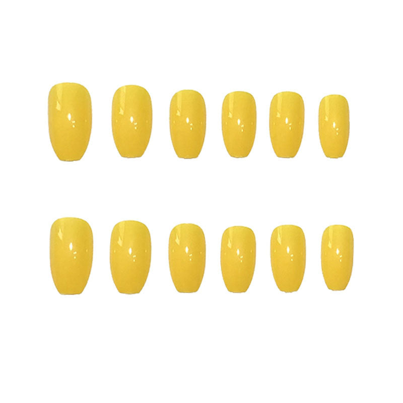 Lemon Yellow Ballet Fake Nails - Wearable Nail Tips