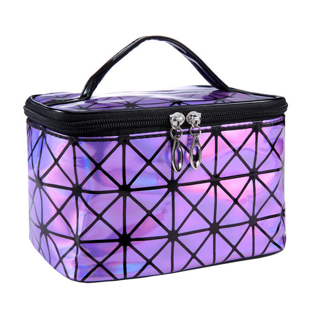 Women’s Waterproof Paillette Leather Makeup Bag Organizer