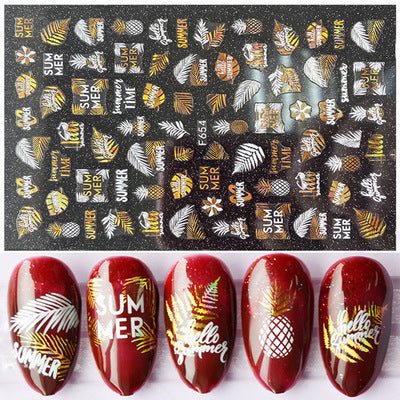 3D Maple Leaf Flamingo Beach Nail Art Stickers