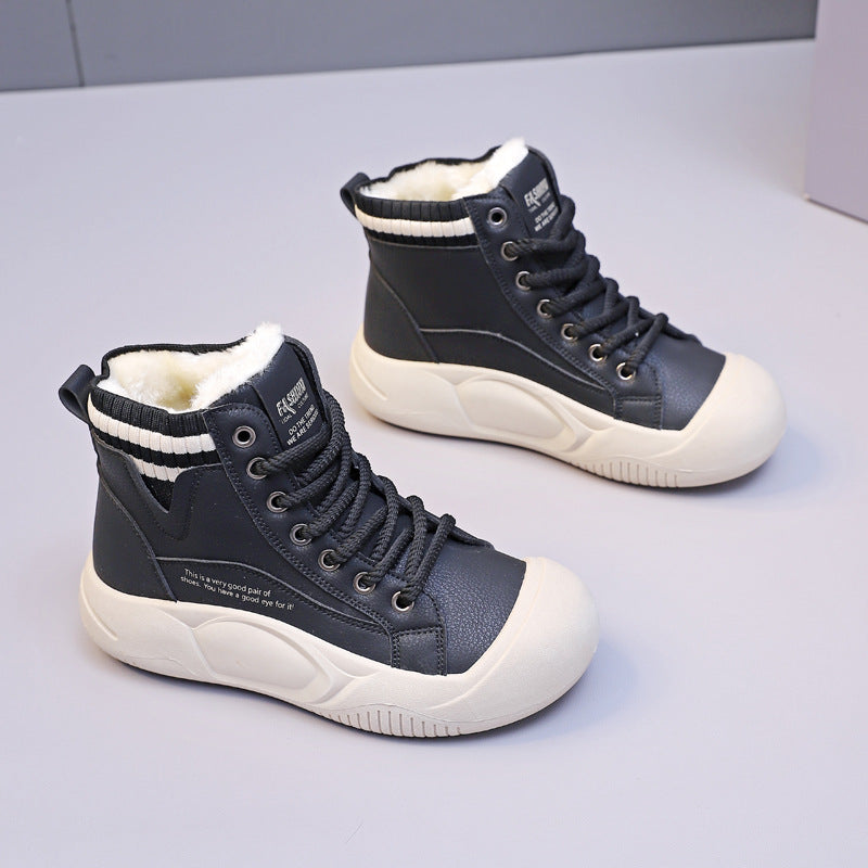 Women's Fleece-lined High-top Casual Shoes for Fall/Winter