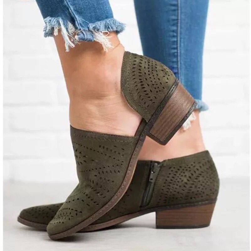 Women’s Plus Size Laser Cut Breathable Ankle Sandals