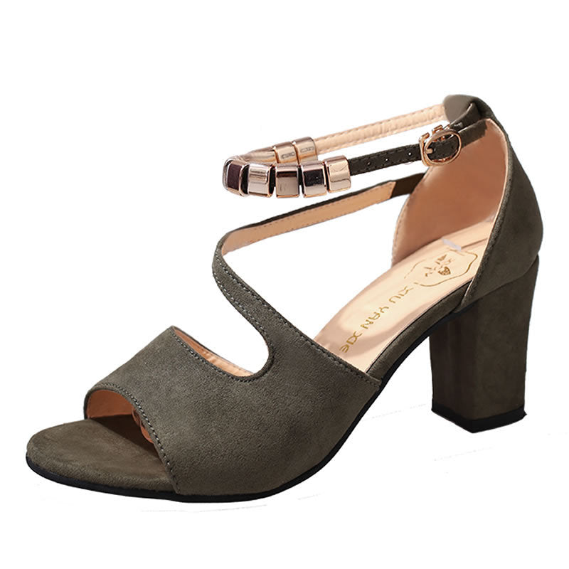 Women’s Summer Peep-Toe Chunky Heel Sandals
