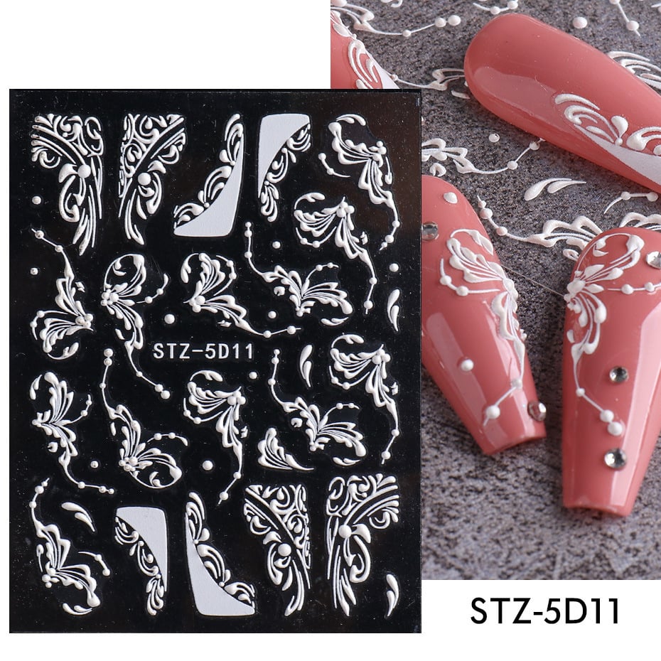 5D Stereo Carved Rose Nail Stickers