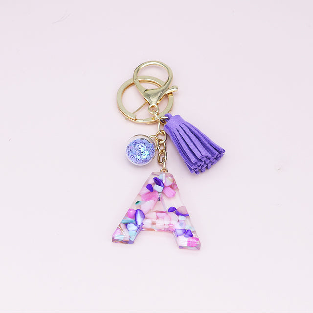 Fashion Tassel Keychains with A-Z Initials for Handbags