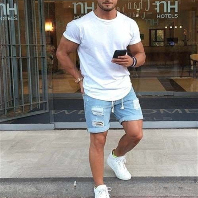 Men's Fashion Casual Loose Ripped Denim Shorts