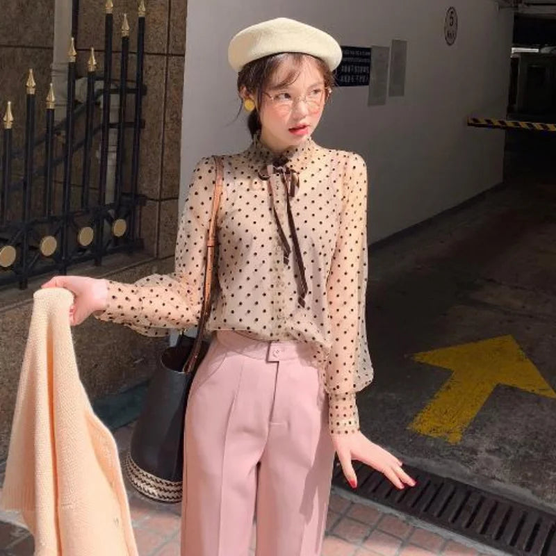Chic 2pcs Polka Dot Women’s Set with Peter Pan Collar