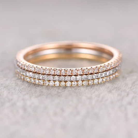 Women’s Simple Gold-Plated Zirconia Stackable Ring