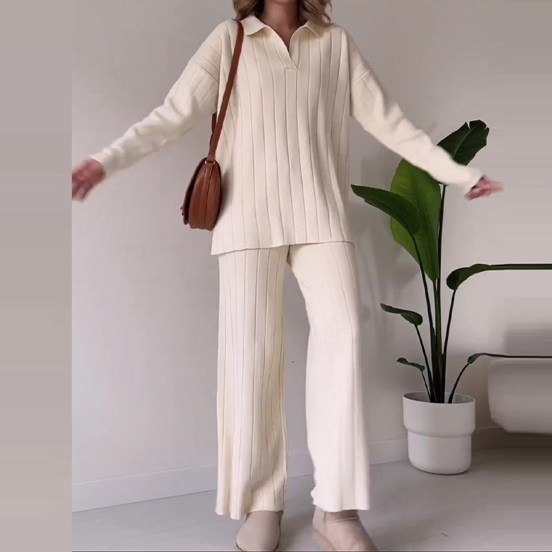 2023 Fall Women’s Casual Polo Collar Outfit Set