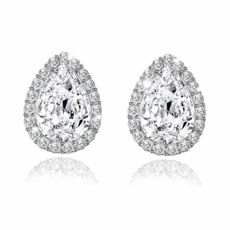 Crystal Water Drop Earrings - Fashion Korean Studs