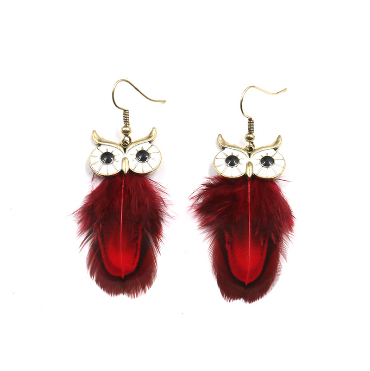 Owl Feather Earrings (Set of Owl Earrings)