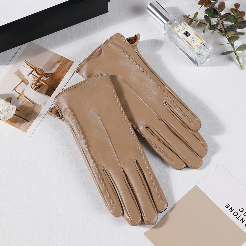Women’s Warm Winter Leather Gloves with Touchscreen