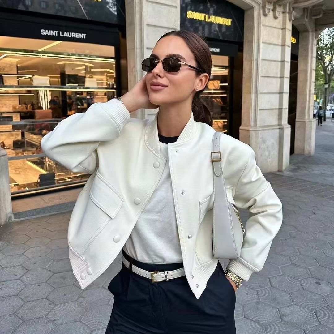 Women’s Jacket with Stand Collar and Pockets (A19621)