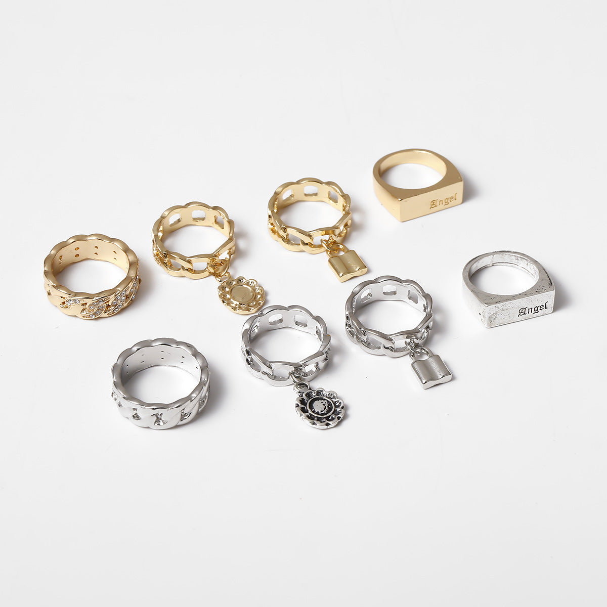 Women’s Diamond Accent Lock Ring with Custom Engraving