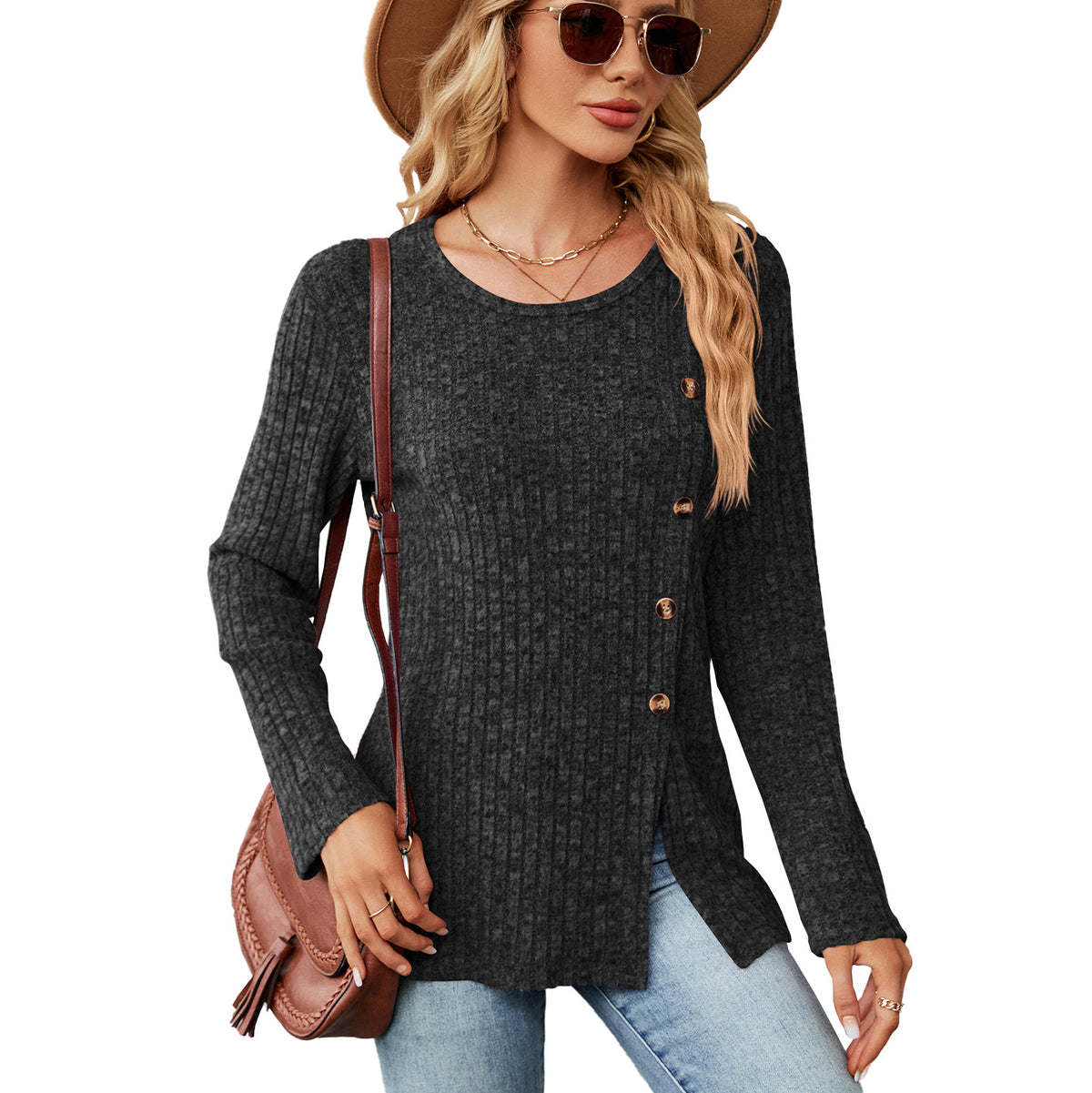 2023 Women's Casual Long Sleeve Buttoned T-Shirt
