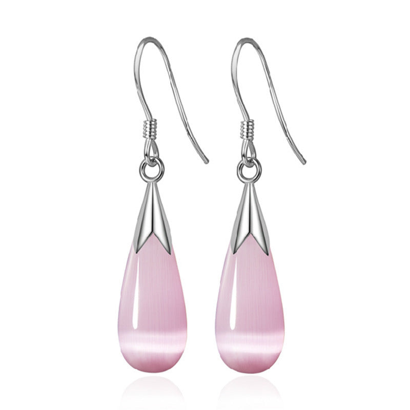 Elegant Cat Eye Stone Water Drop Earrings for Women