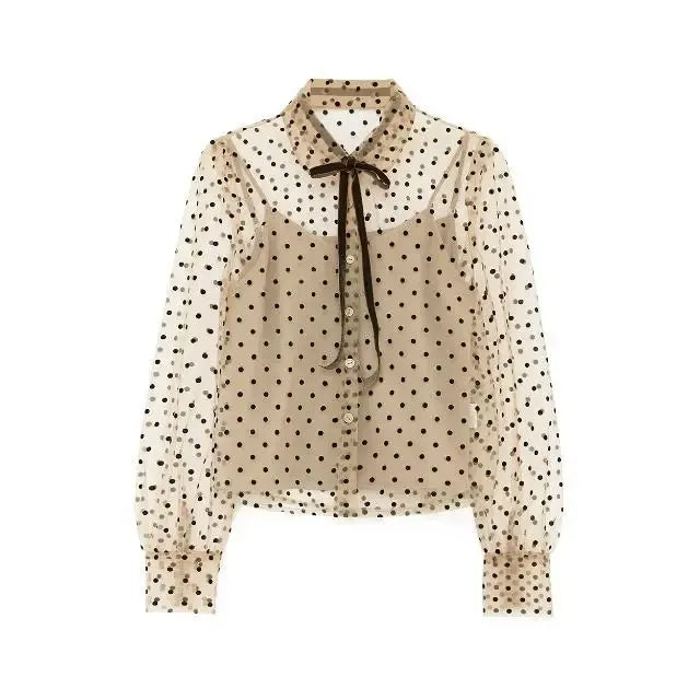 Chic 2pcs Polka Dot Women’s Set with Peter Pan Collar