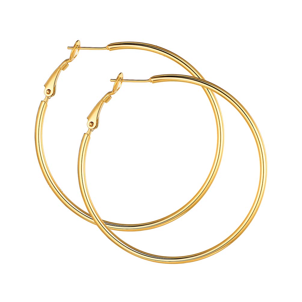 Gold Hoop Earrings Womens Jewelry Circle Round Hoop Earrings 18K Gold Plated Ear Rings for Women