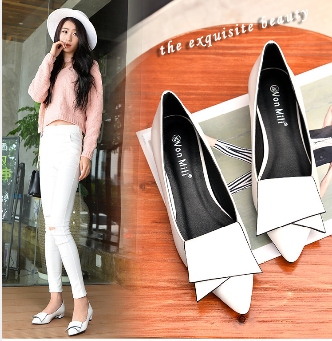Women’s Pointed Toe Flats with Chunky Heel Design