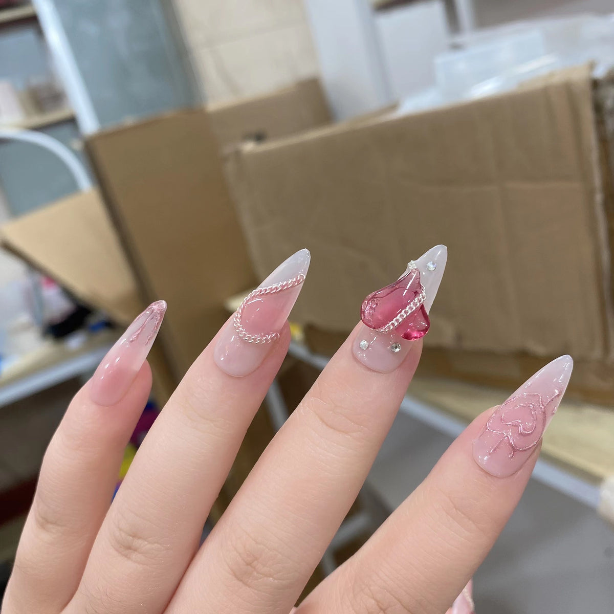 Lazy Nail Art Piece - Sweet Love Netflix Design