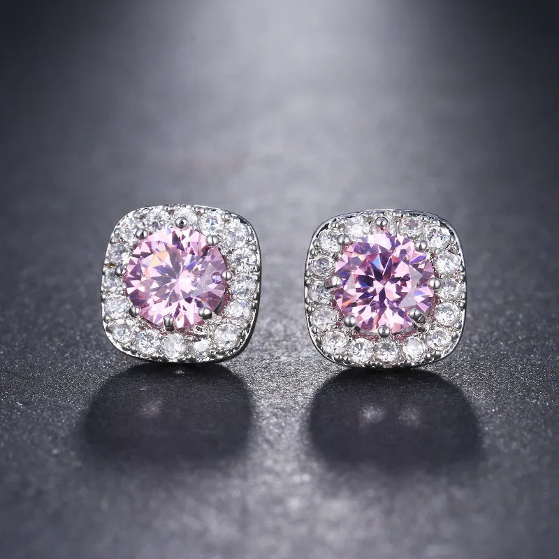 Fashionable Simple And Cute Disc Zircon Stud Earrings For Women