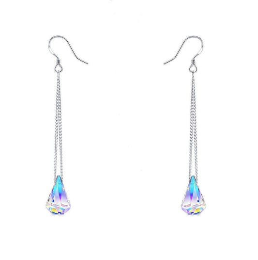 Colorful Crystal Earrings, Long Drop Alloy Earrings