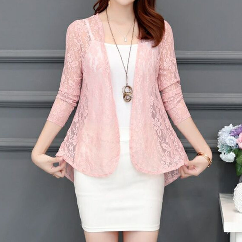 Women’s Summer Hollow Cardigan Blouse with Long Sleeves