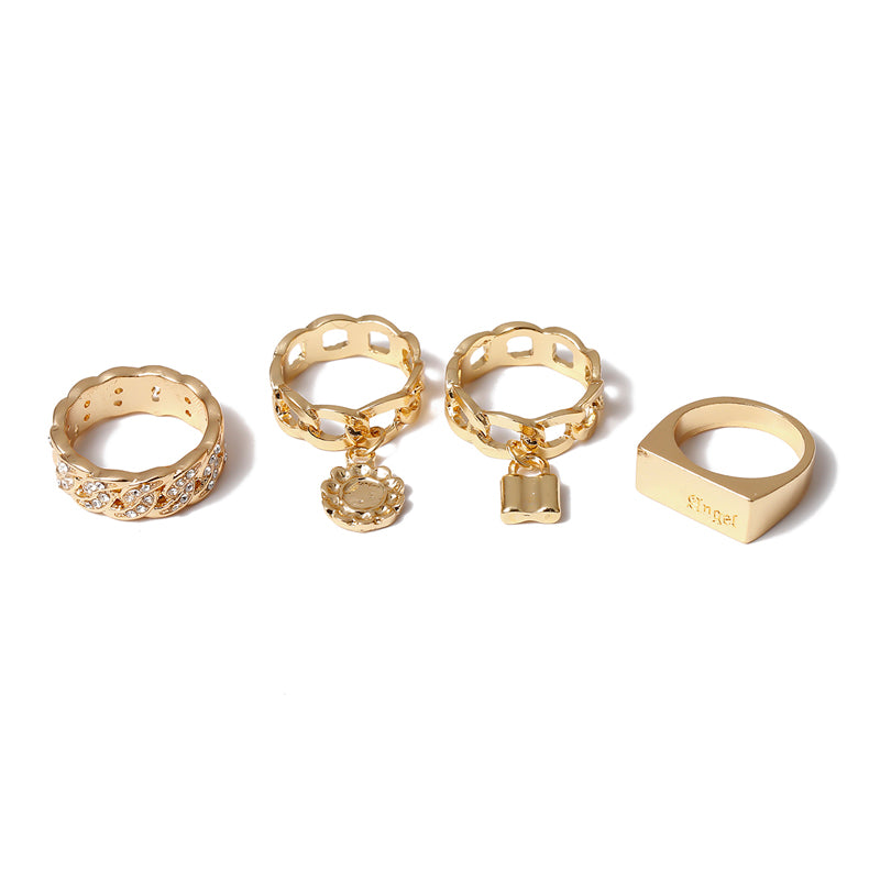 Women’s Diamond Accent Lock Ring with Custom Engraving
