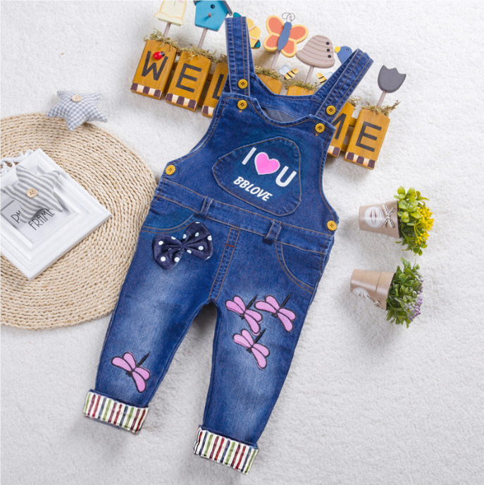 American Style Girl Faded Jeans Jumpsuit