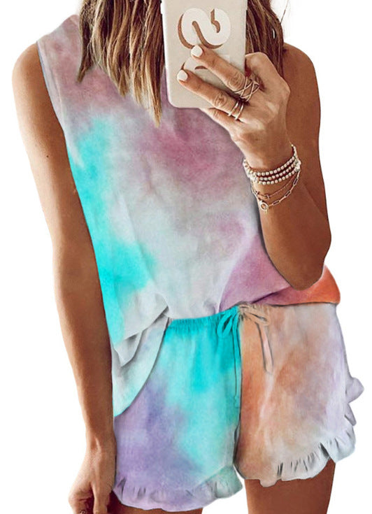 Fashion Tie-Dye Women’s Summer Pajama Set (2 Pieces)