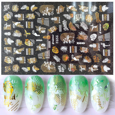 3D Maple Leaf Flamingo Beach Nail Art Stickers